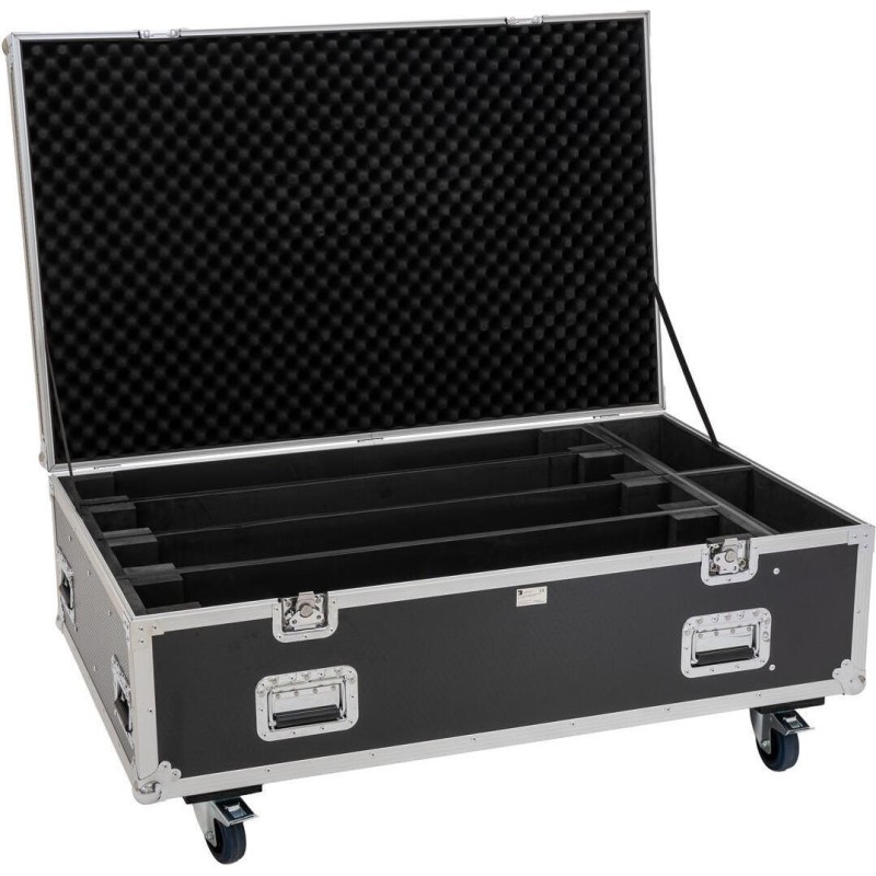 ROADINGER Flightcase PRO 4x LED BAR-8 SWING mit Rollen schwarz max. 50 kg