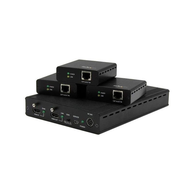 StarTech.com 3-Port HDBaseT Extender Kit w/ Receivers - HDMI over CAT5 - 4K - Erweiterung für Video/Audio - bis zu 70 m