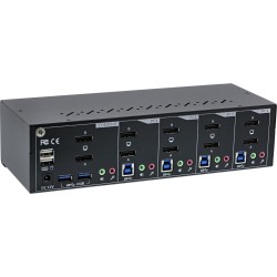 InLine KVM Desktop Switch - 4-fach - Dual-Monitor DP 1.2 - 4K - USB 3.0 - Audio (63654I)