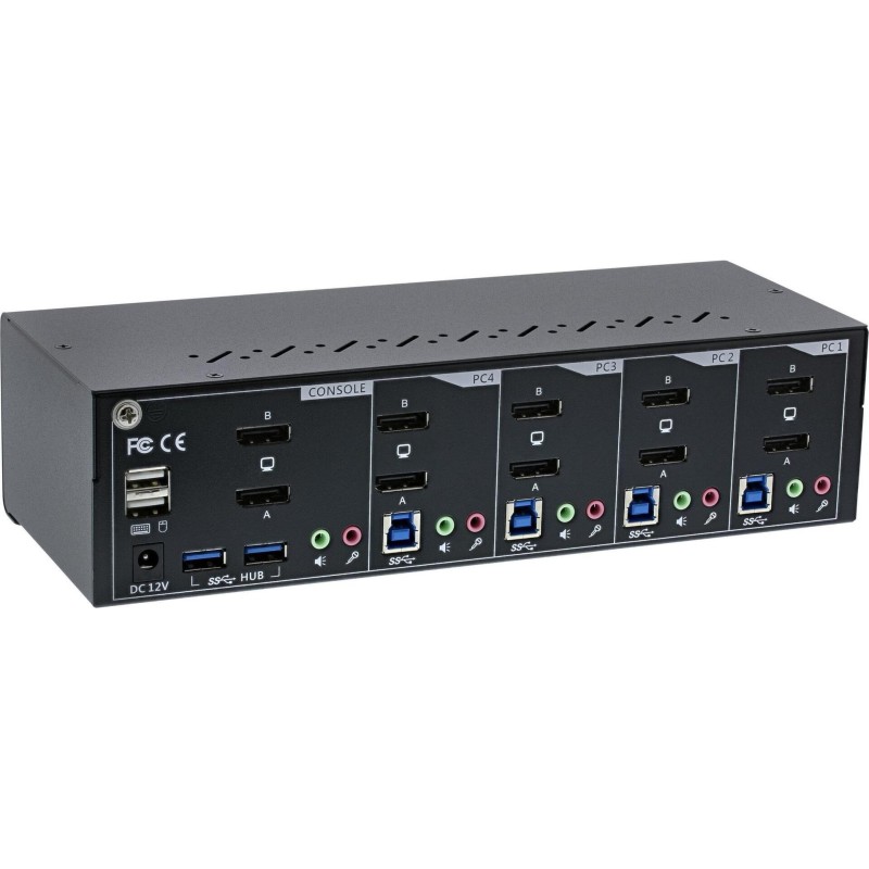 InLine KVM Desktop Switch - 4-fach - Dual-Monitor DP 1.2 - 4K - USB 3.0 - Audio (63654I)