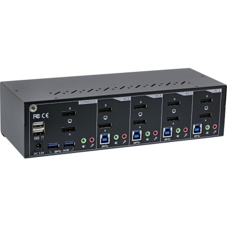 InLine KVM Desktop Switch - 4-fach - Dual-Monitor DP 1.2 - 4K - USB 3.0 - Audio (63654I)