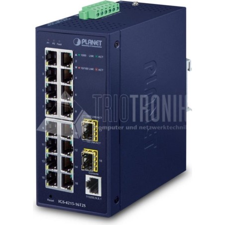 PLANET IGS-4215-16T2S - Switch - managed - 16 x 10/100/1000 + 2 x Gigabit SFP - an DIN-Schiene montierbar, wandmontierbar - AC