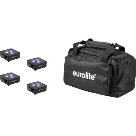 EUROLITE Set 4x AKKU Flat Light 3 sw + Soft-Bag (20000474)