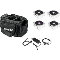 EUROLITE Set 4x AKKU IP Flat Light 1 chrom + Soft-Bag + Ladegerät (20000444)