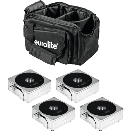 EUROLITE Set 4x AKKU IP Flat Light 1 chrom + Soft-Bag (20000425)