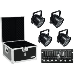 EUROLITE Set 4x LED PAR-56 HCL sw + Case + Controller (20000411)