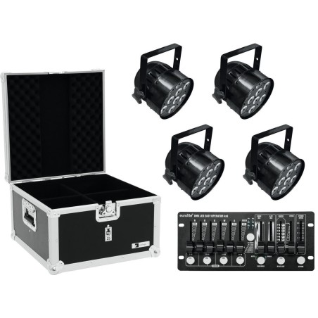 EUROLITE Set 4x LED PAR-56 HCL sw + Case + Controller (20000411)