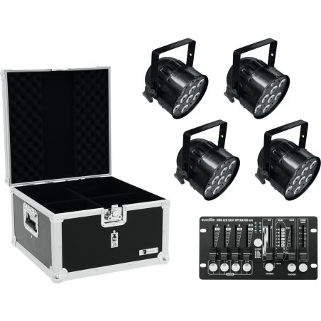EUROLITE Set 4x LED PAR-56 QCL sw + Case + Controller (20000413)