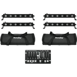 EUROLITE Set 4x LED BAR-6 QCL RGBW + 2x Soft-Bag + Controller (20000405)