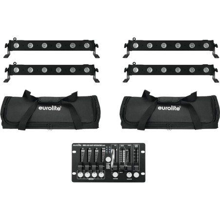 EUROLITE Set 4x LED BAR-6 QCL RGBW + 2x Soft-Bag + Controller (20000405)