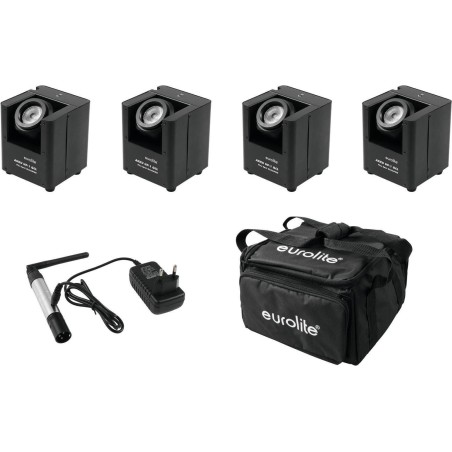 EUROLITE Set 4x AKKU UP-1 + SB-4 Soft-Bag + QuickDMX Funksender (20000267)