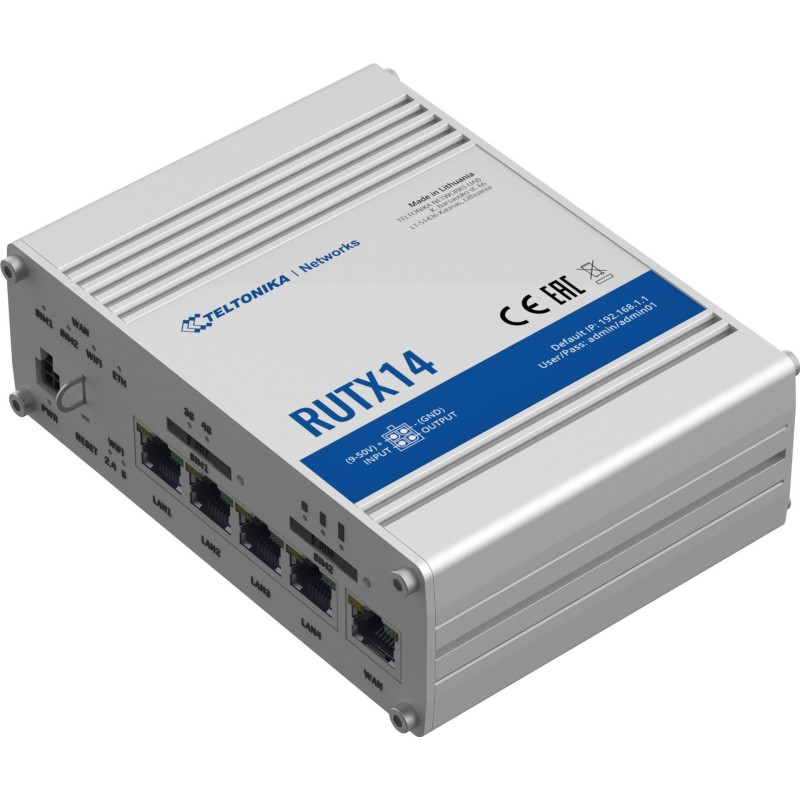 Teltonika RUTX14 WLAN-Router Gigabit Ethernet Dual-Band (2,4 GHz/5 GHz) 3G 4G Silber (RUTX14000000)