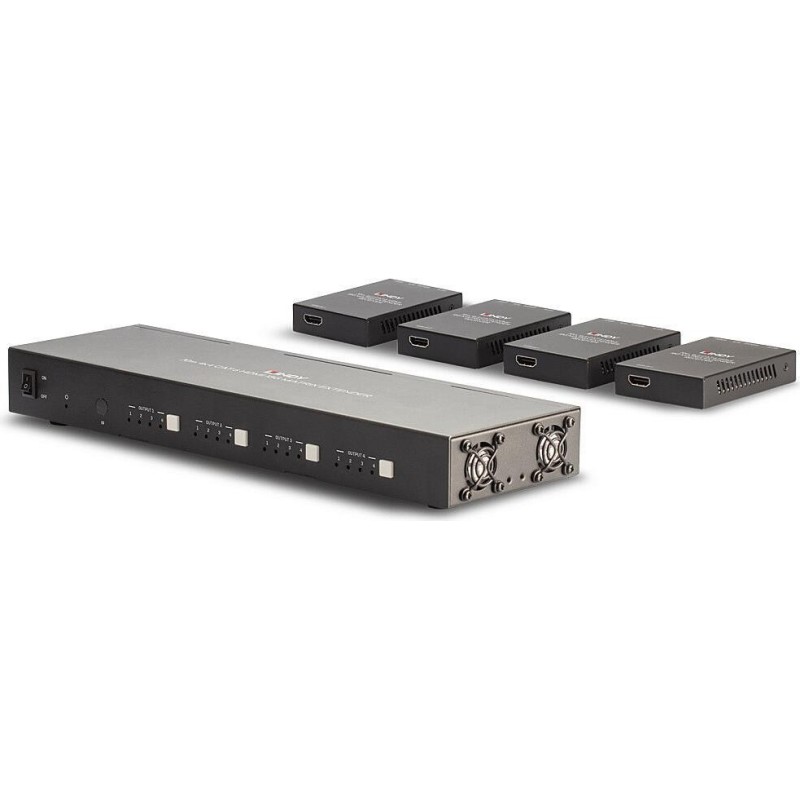 LINDY - Video-/Audio-/Infrarot-/Netzwerkverlängerungskabel - über CAT 6 - bis zu 70 m - mit 4 x HDMI CAT6 Receiver