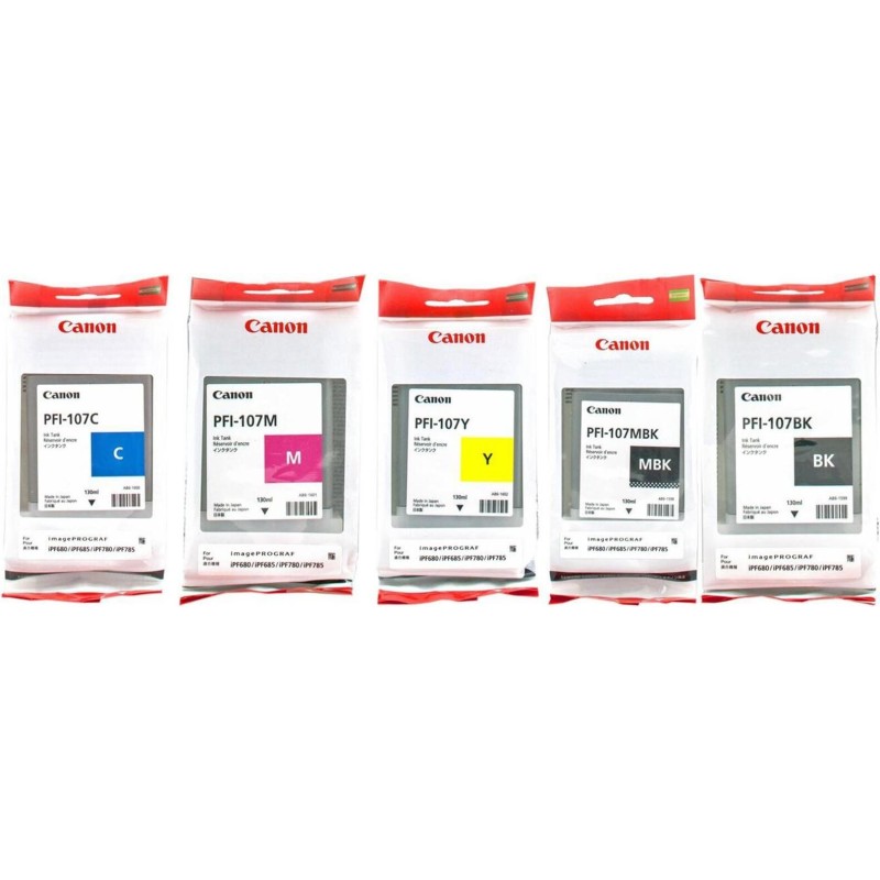Canon Original PFI-107 Druckerpatronen - 5er Multipack (cyan, magenta, gelb, schwarz, mattschwarz) (OPPFI107set)
