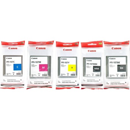 Canon Original PFI-107 Druckerpatronen - 5er Multipack (cyan, magenta, gelb, schwarz, mattschwarz) (OPPFI107set)