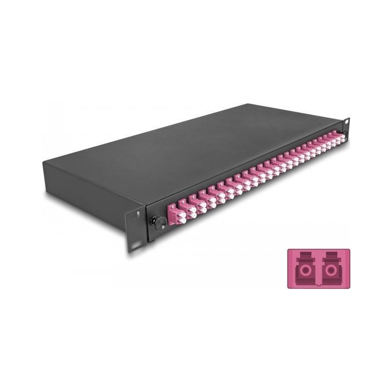 Delock 19 LWL Spleißbox 24 x LC Duplex OM4 1HE spleißfertig komplett bestückt (67011)