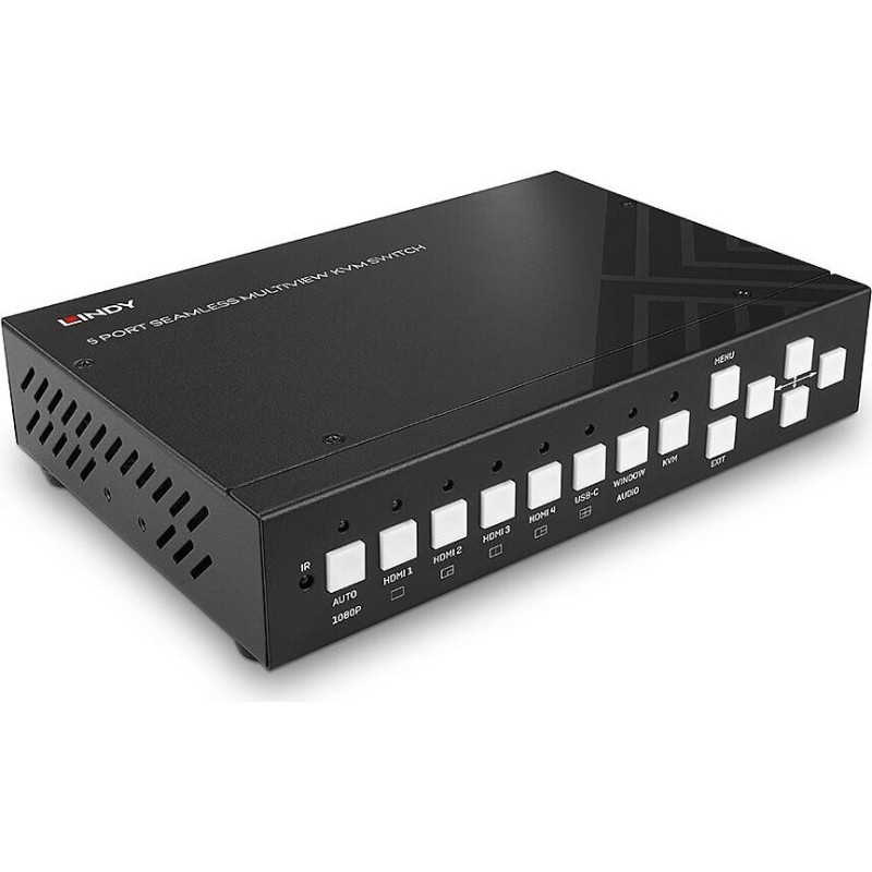 Lindy 5 Port KVM Switch HDMI 4K60 Seamless Multiview Fortschrittliche Switch-Lösung für HDMI- und USB Typ C-Quellen (32330)
