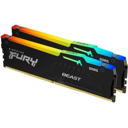 Kingston FURY Beast RGB - DDR5 - Kit - 64GB: 2 x 32GB - DIMM 288-PIN - 6400 MHz / PC5-51200 - CL32 - on-die ECC - Schwarz (KF56