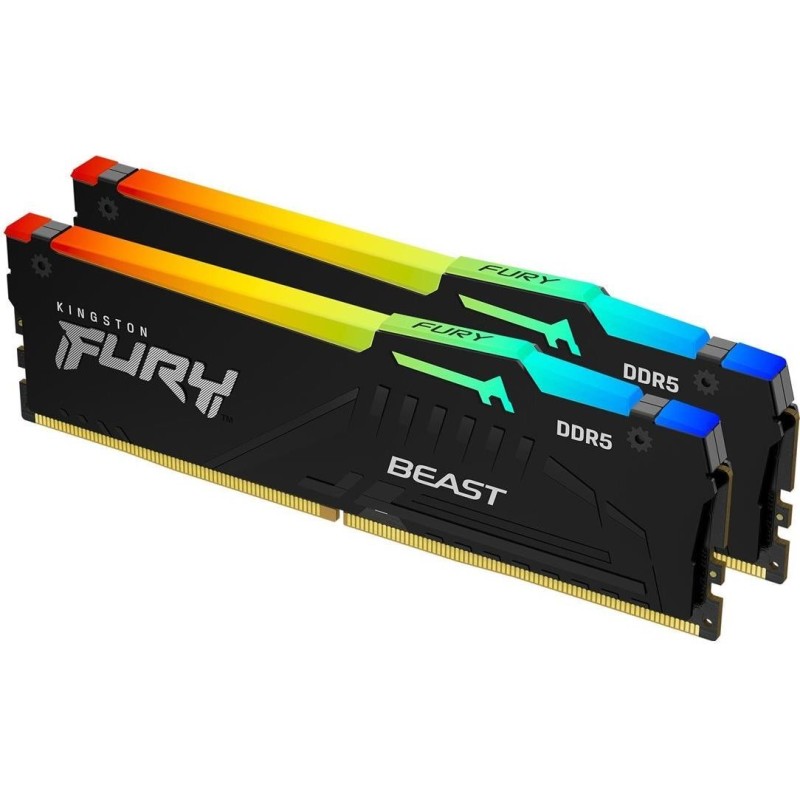 Kingston FURY Beast RGB - DDR5 - Kit - 64GB: 2 x 32GB - DIMM 288-PIN - 6400 MHz / PC5-51200 - CL32 - on-die ECC - Schwarz (KF56