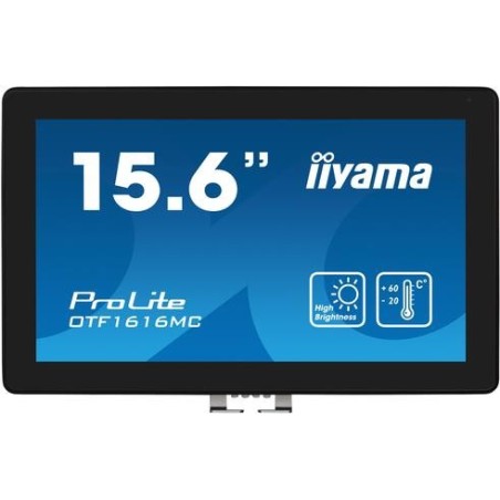 iiyama OTF1616MC-B1 Signage-Display Digital Signage Flachbildschirm 39,6 cm (15.6") LCD 1100 cd/m² Full HD Schwarz Touchscreen