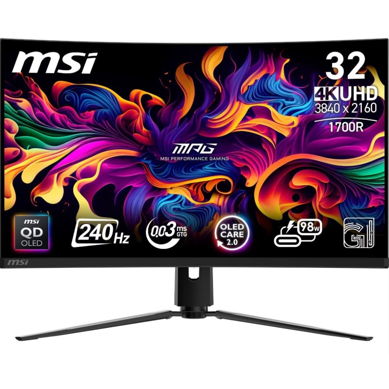 MSI MPG 321CURXDE QD-OLED - Gamig Moitor - 80.0cm (31.5") 4K Ultra HD 3840 x 2160, 16:9, 250cd/m², 1.07B, 0.05ms, 178 /178 , 15