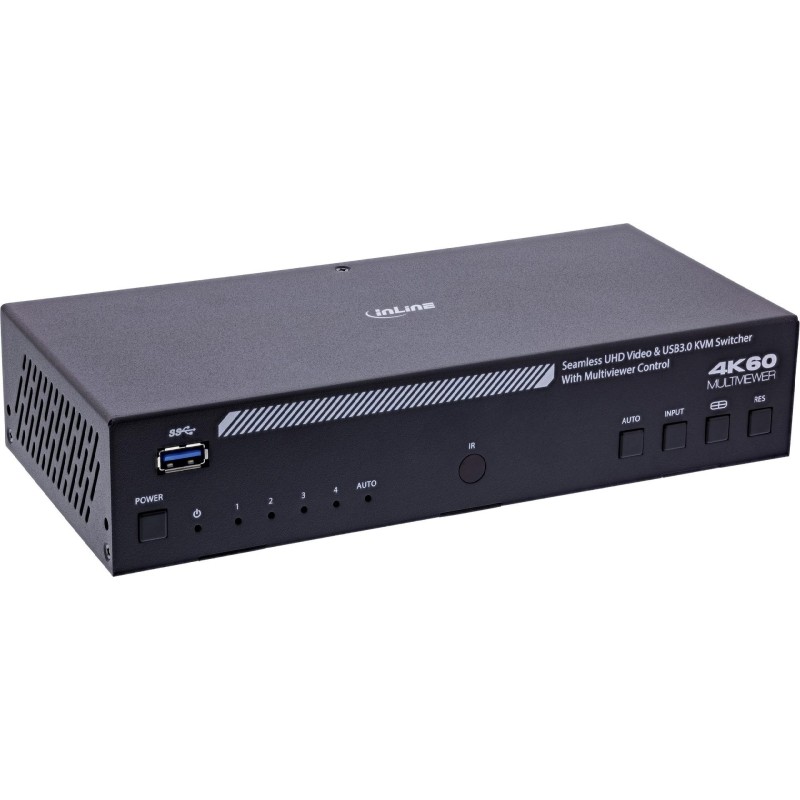 InLine KVM Switch - 4-fach - HDMI - 4K60Hz - Multiviewer - USB Hub - schwarz (57885I)