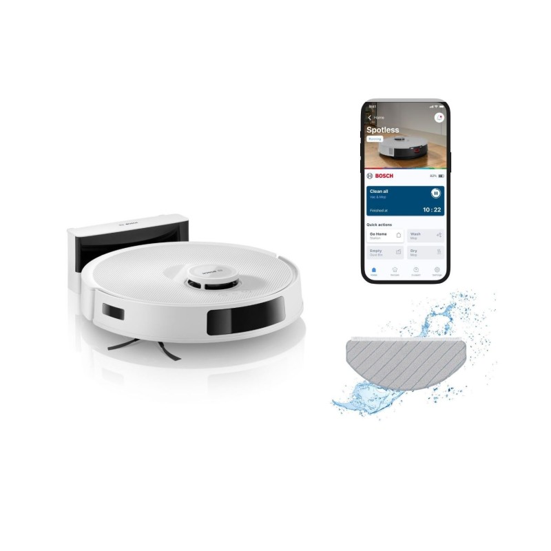 Bosch BCRC2W Saug-Wischroboter 11000 Pa LiDAR Navigation 160 Min. Laufzeit Weiß