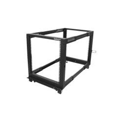 StarTech.com 12U Adjustable Depth Open Frame 4 Post Server Rack w - Casters, Levelers and Cable Management Hooks - Relais-Rack