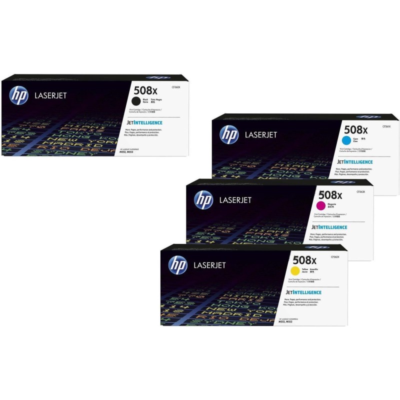 HP Original 508X Toner 4er Set schwarz, cyan, magenta, gelbhohe Kapazität (CF360X, CF361X, CF363X, CF362X) (OPCF360X)