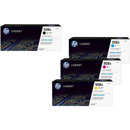 HP Original 508X Toner 4er Set schwarz, cyan, magenta, gelbhohe Kapazität (CF360X, CF361X, CF363X, CF362X) (OPCF360X)