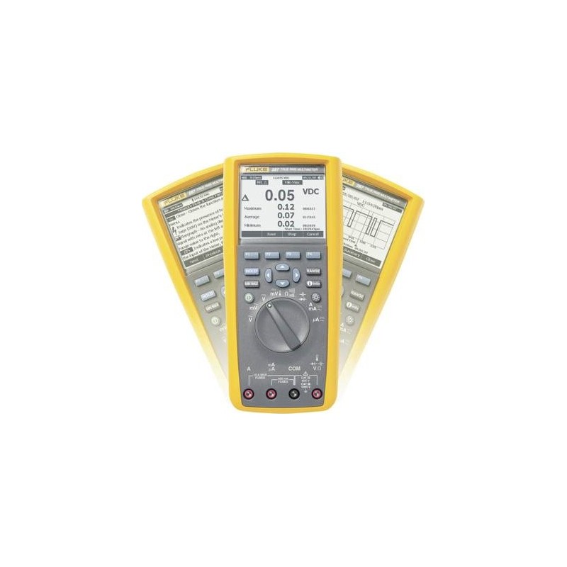Fluke 287/EUR. Breite: 102 mm, Tiefe: 60 mm, Höhe: 222 mm. Akku-/Batterietyp: AA. Display-Ziffern: 4,5 Ziffern (3947781)