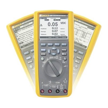 Fluke 287/EUR. Breite: 102 mm, Tiefe: 60 mm, Höhe: 222 mm. Akku-/Batterietyp: AA. Display-Ziffern: 4,5 Ziffern (3947781)