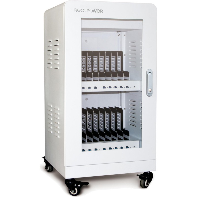 RealPower Power Station 20 - Wagen zur Verwaltung tragbarer Geräte - Weiß - Flur - USB - Überspannung - Überhitzung - Kurzschlu