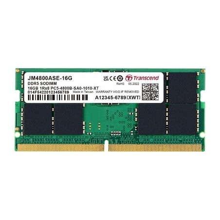 Transcend JetRAM - DDR5 - Modul - 16 GB - SO DIMM 262-PIN - 4800 MHz / PC5-38400 - 1.1 V - ungepuffert - on-die ECC (JM4800ASE-
