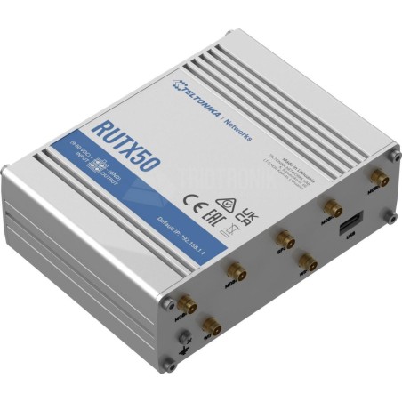 Teltonika RUTX50 - Wireless Router - WWAN 4-Port-Switch - 1GbE, DNP3 - Wi-Fi 5 - 2,4 GHz - 3G, 4G, 5G - an DIN-Schiene montierb