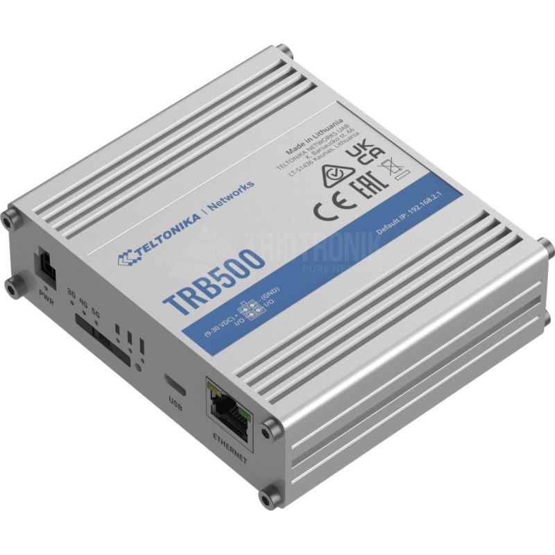 Teltonika TRB500 - Edelstahl - Aluminium - DIN-Schienen-/Wandmontage - LAN - Leistung - Signalstärke - Status - IP30 - Extern (