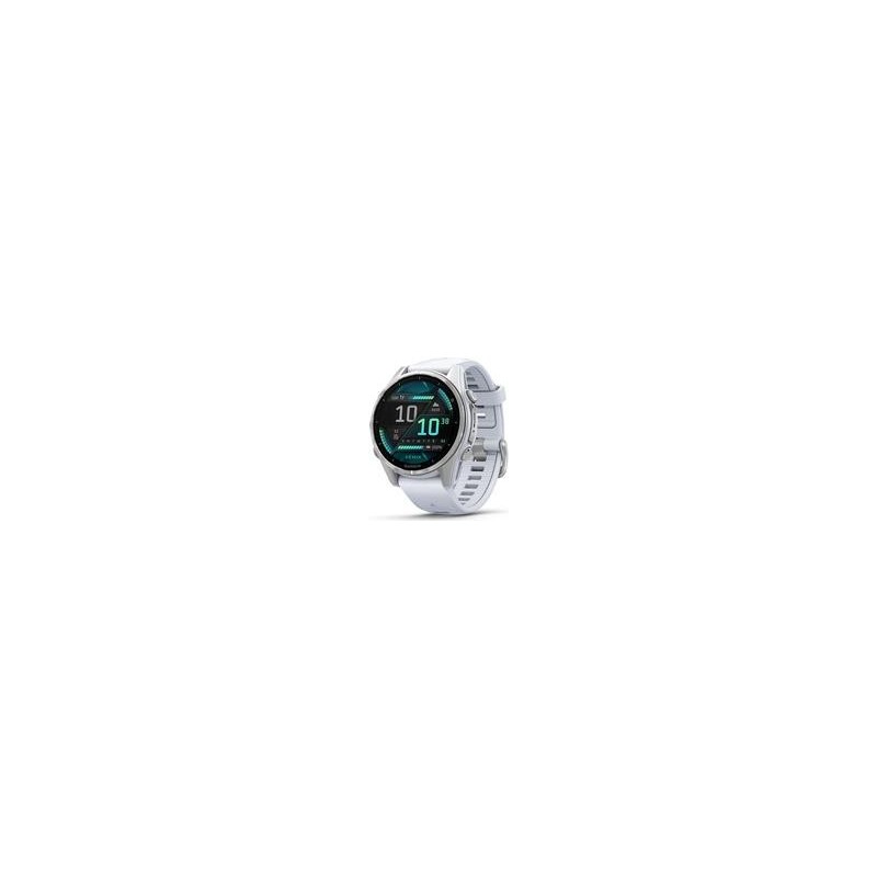 Garmin Fenix 8 - 43 mm - silber - Sportuhr mit Band - Silikon - Whitestone - Handgelenkgröße: 108-182 mm - Anzeige 3,556 cm (1,