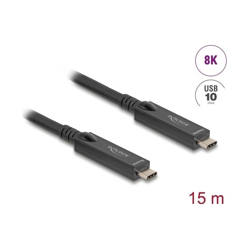 Delock Aktives Optisches USB-C 8K Video+ Daten+ PD Kabel 15 m (84258)