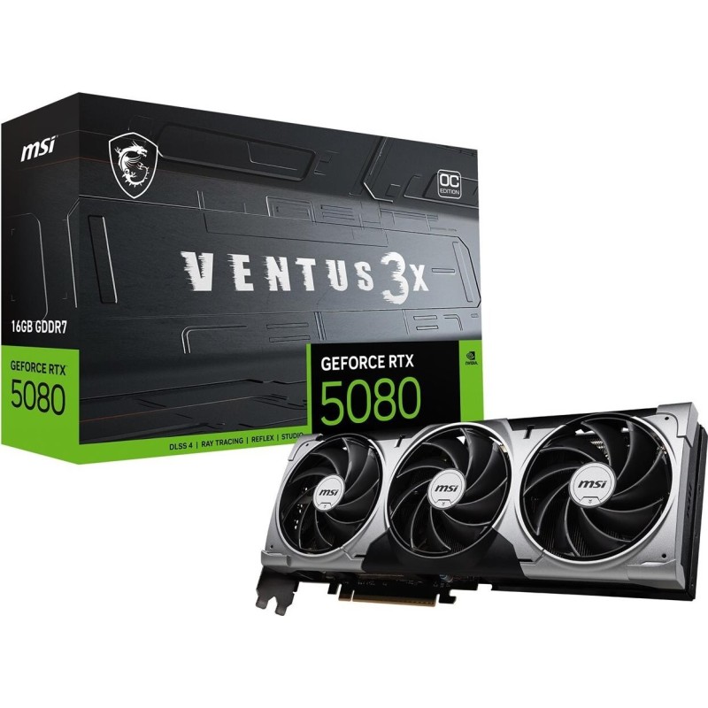 MSI GeForce RTX 5080 16G VENTUS 3X OC - 16 GB GDDR7 Grafikkarte PCIe 5.0 3x DP HDMI (V531-095R)