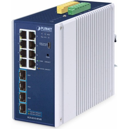 PLANET IP30 Industrial L2/L4 8-Port Managed L2/L4 Gigabit Ethernet (10/100/1000) Aluminium - Blau (IGS-4215-8T4X)