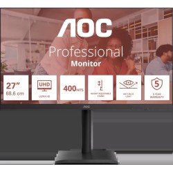 AOC E4 Series LED-Monitor 68,6 cm (27") - 3840 x 2160 4K UHD 2160p @ 60 Hz - IPS 400 cd/m² - 1200:1 - 4 ms - 2xHDMI DisplayPort
