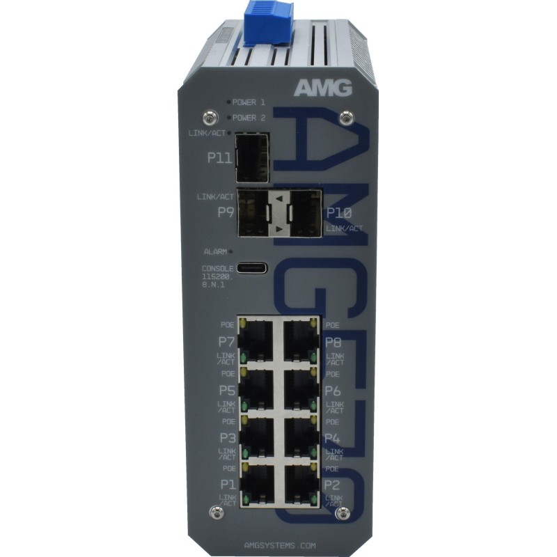 AMG Industrial Managed Switch, 8x PoE & 2x Non-PoE), 3x 100M/1G/2.5G SFP (AMG570-2GBT-4GAT-2G-3S-P300)