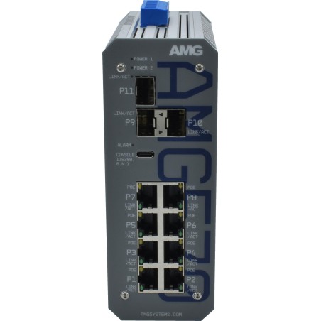 AMG Industrial Managed Switch, 8x PoE & 2x Non-PoE), 3x 100M/1G/2.5G SFP (AMG570-2GBT-4GAT-2G-3S-P300)