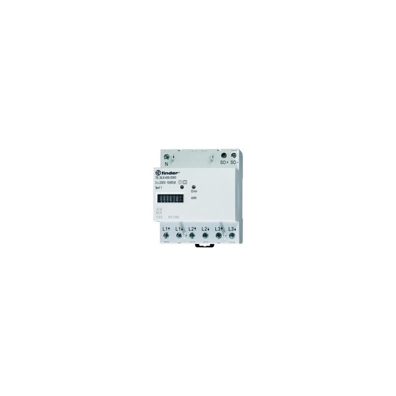 Finder 3 Phasen Drehstromzähler 3 x 65 A, 1 Tarif, MID (7E.36.8.400.0010)