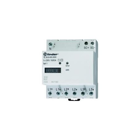 Finder 3 Phasen Drehstromzähler 3 x 65 A, 1 Tarif, MID (7E.36.8.400.0010)