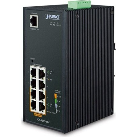 PLANET IGS-4215-4P4T - Switch - verwaltet - 4 x 10/100/1000 + 4 x 10/100/1000 (PoE) - an DIN-Schiene montierbar (144 W)