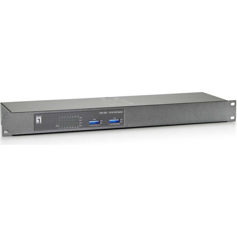LevelOne FEP-1601W120 - Switch - 16 x 10/100 (PoE+) - Desktop, an Rack montierbar - PoE+ (112 W)