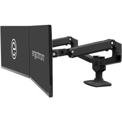 ERGOTRON LX Dual Monitor Arm in Schwarz - Monitor Tischhalterung mit patentierter CF-Technologie für 2 Bildschirme nebeneinande