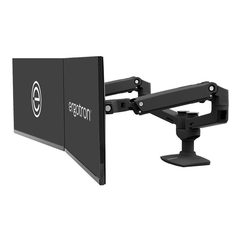 ERGOTRON LX Dual Monitor Arm in Schwarz - Monitor Tischhalterung mit patentierter CF-Technologie für 2 Bildschirme nebeneinande