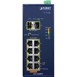 PLANET IGS-1020PTF - Switch - unmanaged - 8 x 10/100/1000 (PoE+) + 2 x Gigabit SFP - an DIN-Schiene montierbar, wandmontierbar